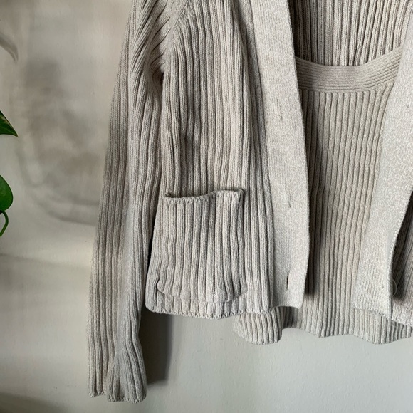 GAP // Ribbed Cotton Cardigan Set in Moonstone - Picture 4 of 15